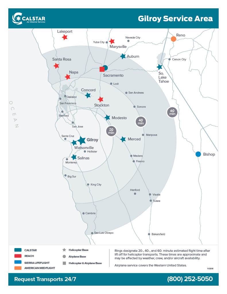 >CALSTAR Air Medical Services Areas Served