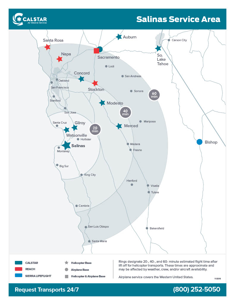 >CALSTAR Air Medical Services Areas Served